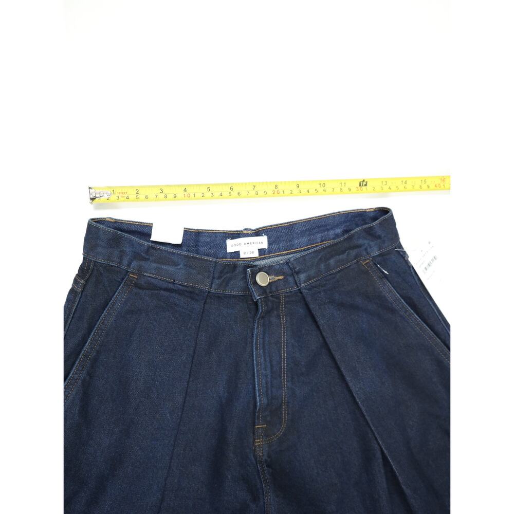 Good American Pleated Wide Leg Denim Trousers Dark Wash Luxury NWT Size 2 / 26 - Picture 13 of 16